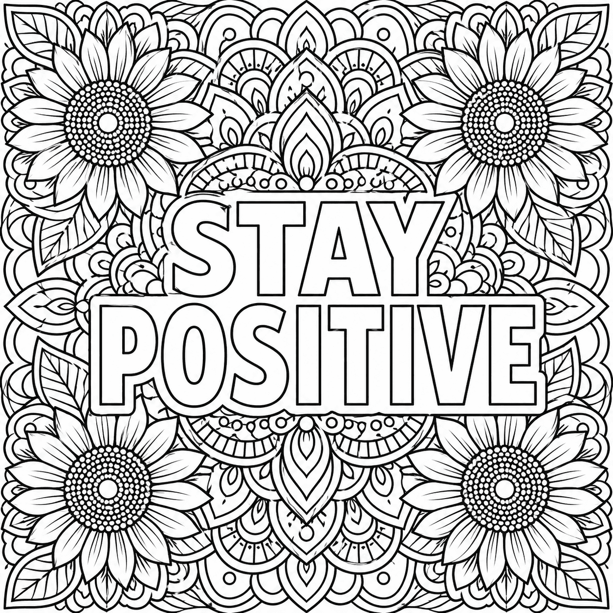 Stay Positive Coloring Page