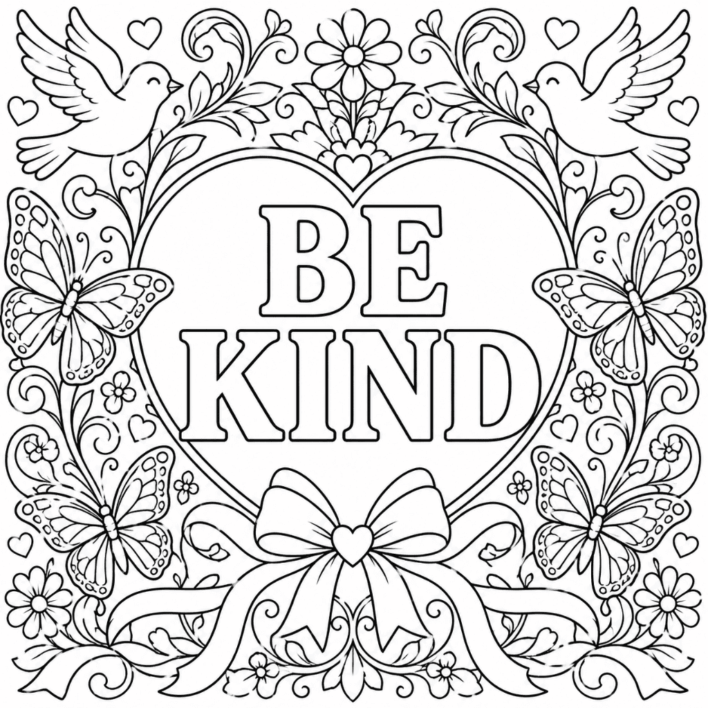 be kind coloring page