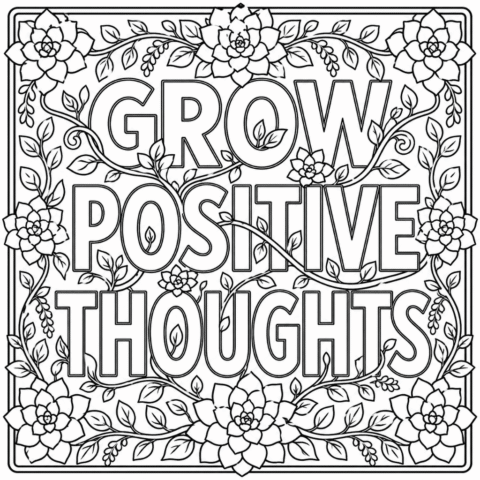 grow positive thoughts coloring page