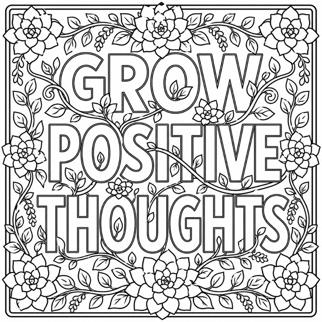 grow positive thoughts coloring page