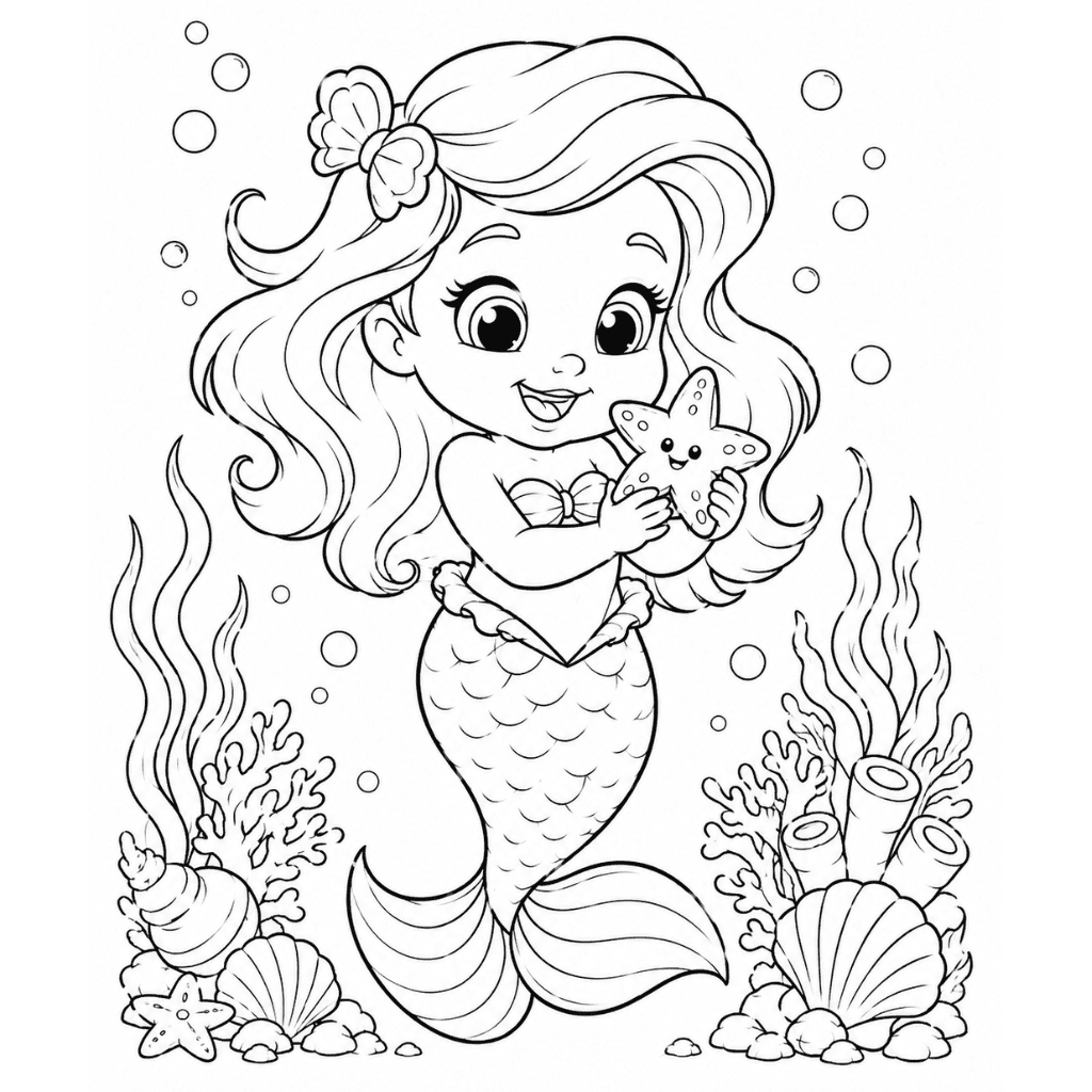 Baby Ariel Coloring Pages Free