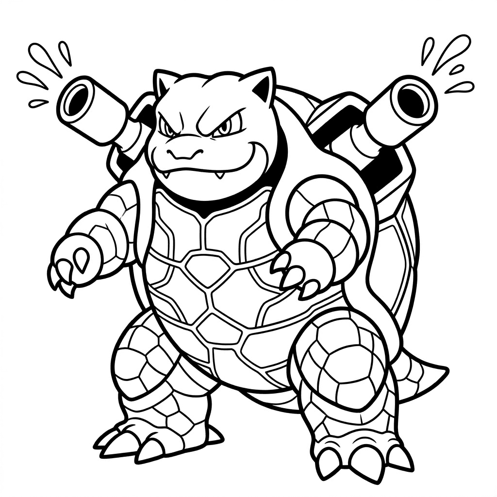 Blastoise Coloring Page Pokémon Art