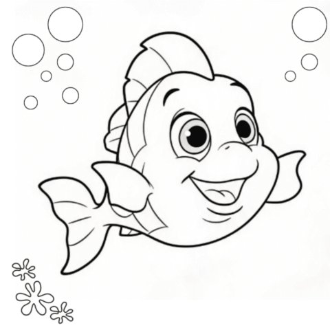 Flounder Coloring Page Little Mermaid