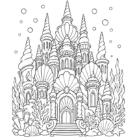 Magical Little Mermaid Castle Coloring Page