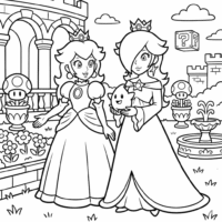 Princess Peach and Rosalina Free Coloring Pages Printable