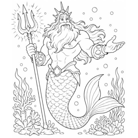 king triton little mermaid coloring pages
