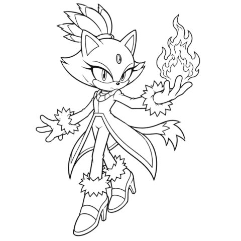 Blaze the Cat Coloring Page Sonic Fire Hero Art