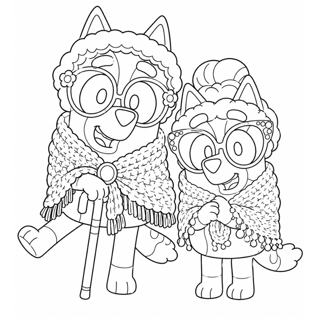 Bluey Grannies Coloring Page