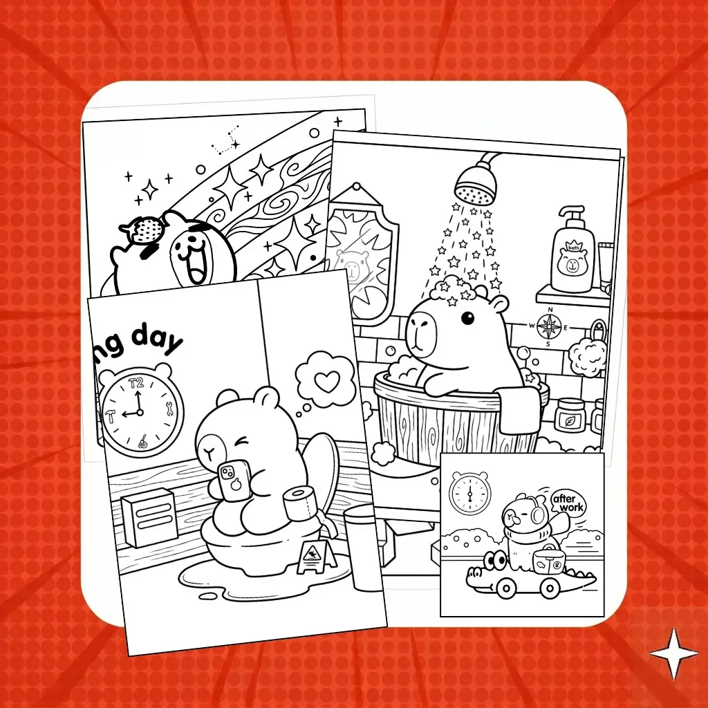 Capybara Coloring Pages Free & Interactive for Kids