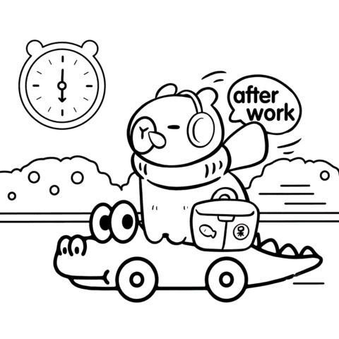 Capybara & Crocodile Coloring Page