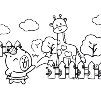 Capybara & Giraffe Coloring Page
