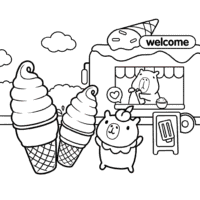Capybara Ice Cream Coloring Page
