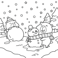 Capybara Snowman Coloring Page