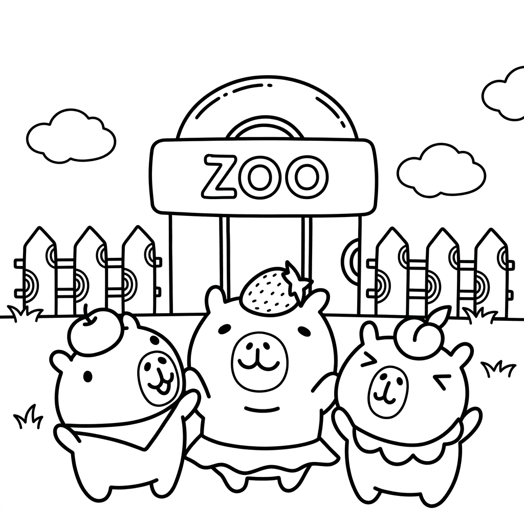 Capybara Zoo Coloring Page