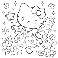 Free Hello Kitty Fairy Coloring Page