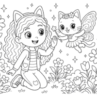 Gabby and Kitty Fairy Coloring Page