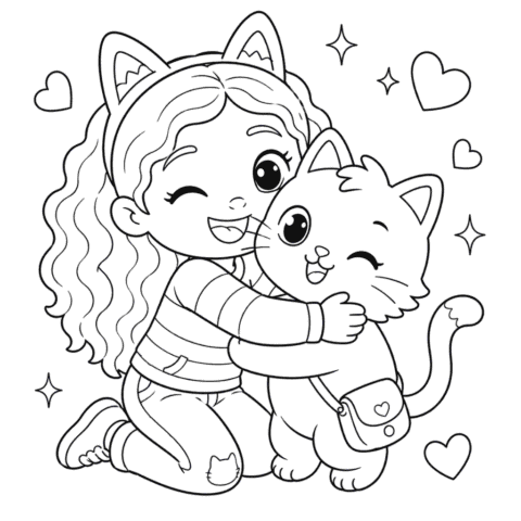Gabby and Pandy Paws Coloring Page