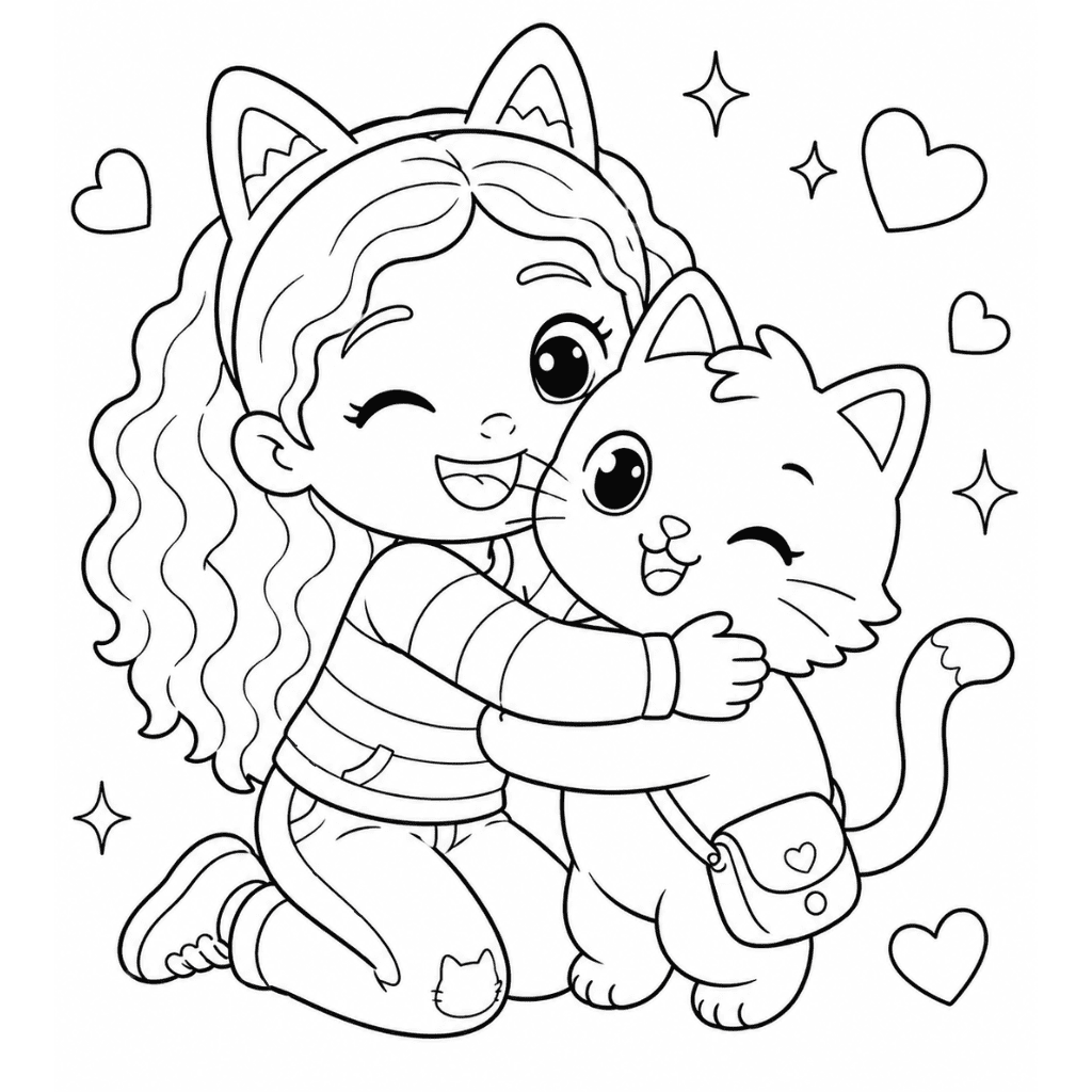 Gabby and Pandy Paws Coloring Page