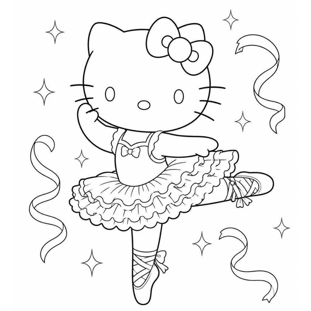 Hello Kitty Ballerina Coloring Page