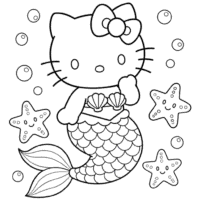 Hello Kitty Mermaid Coloring Page