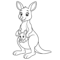Kangaroo Coloring Page Cute Zoo Animal Art