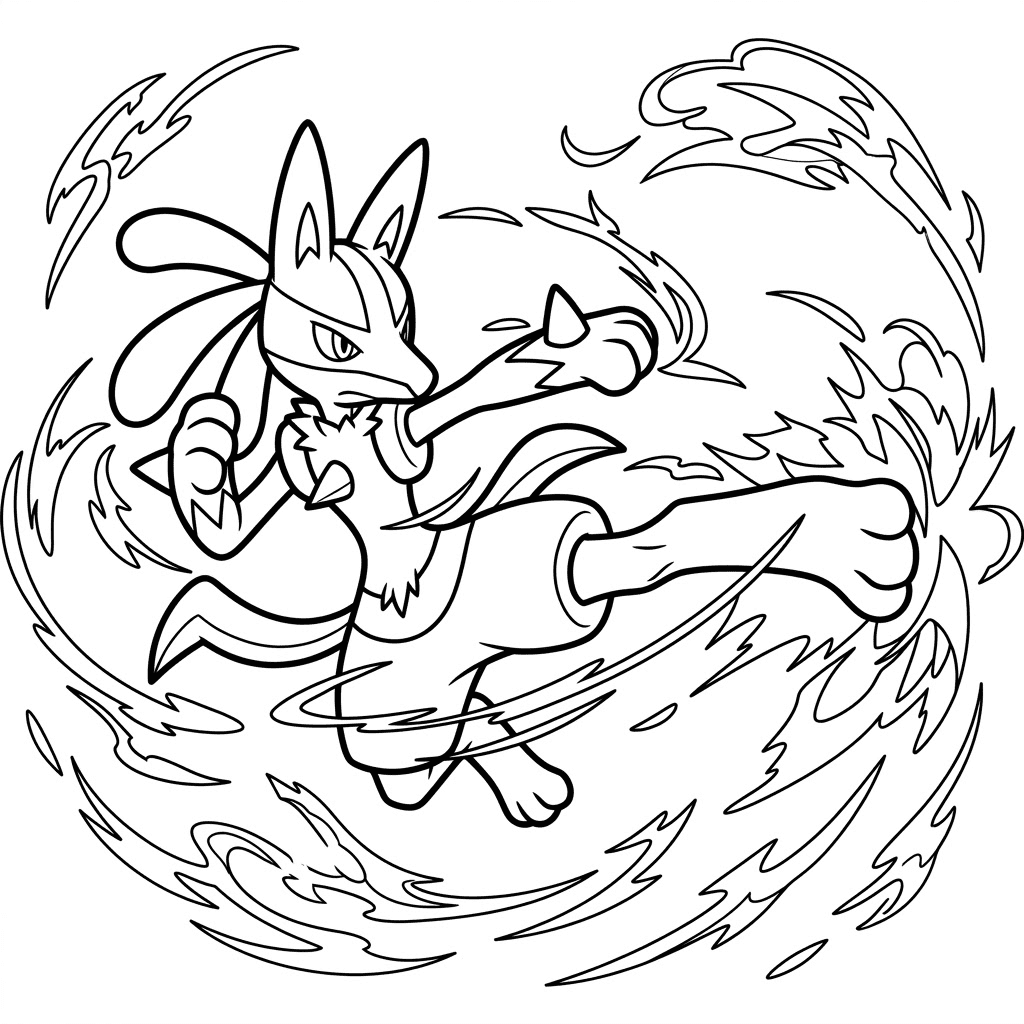 Lucario Coloring Page Epic Aura Pokemon