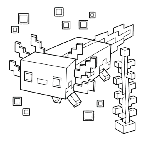 Minecraft Axolotl Coloring Page