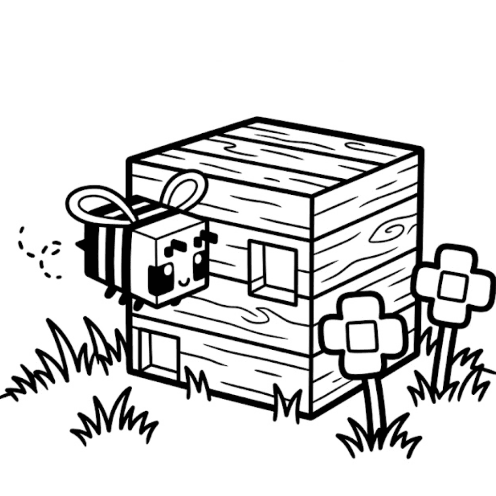 Minecraft Beehive Coloring Page