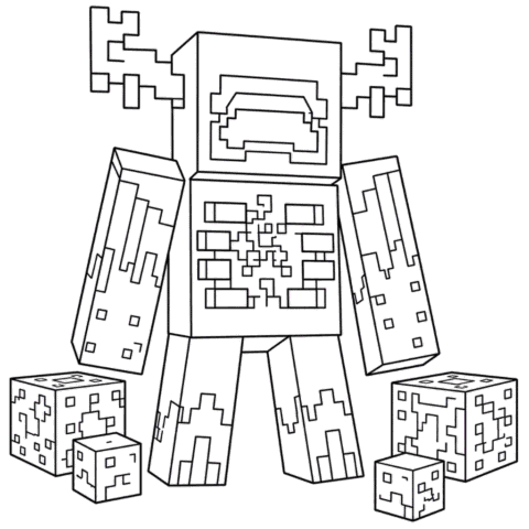Minecraft Warden Coloring Page