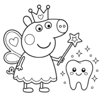 Peppa Tooth Fairy Coloring Page