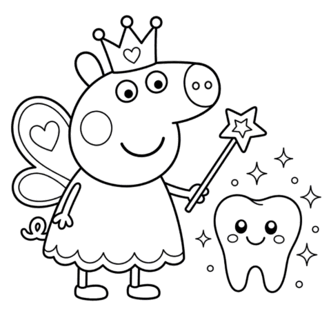 Peppa Tooth Fairy Coloring Page