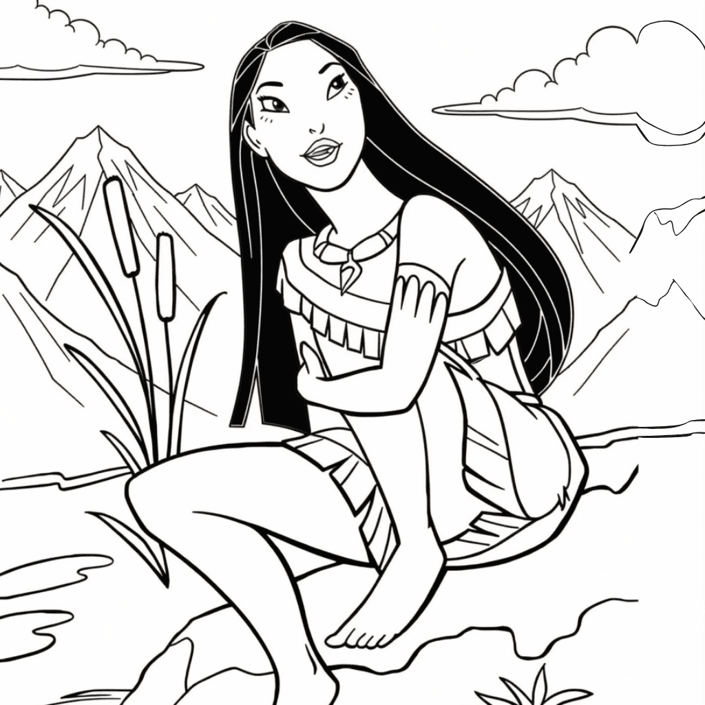 Pocahontas Coloring Page Disney Princess