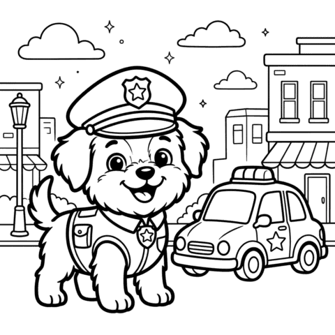 Police Rescue Puppy Coloring Page