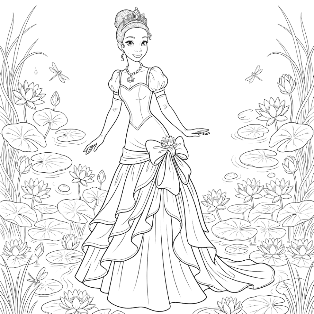 Princess Tiana Coloring Page Disney Princess