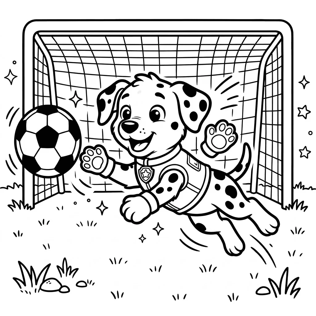 Rescue Puppy Goalkeeper Coloring Page