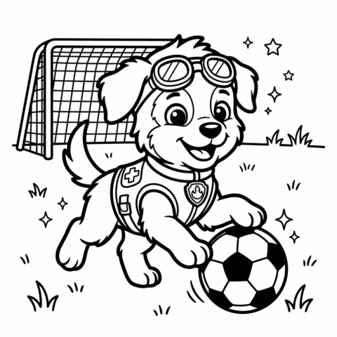 Rescue puppy soccer coloring page