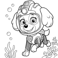 Skye Aqua Pups Coloring Page Paw Patrol