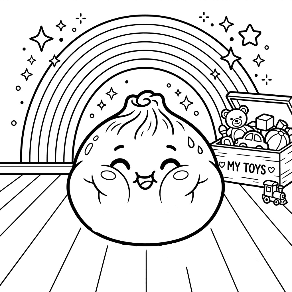 Colorful Squishy Dumpling Coloring Page