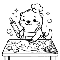 Cute Cookie Coloring Page Kawaii Puffly The Otter