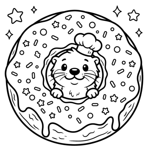Cute Cupcake Coloring Page Kawaii Puffly The Otter