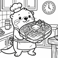 Cute Waffle Coloring Page