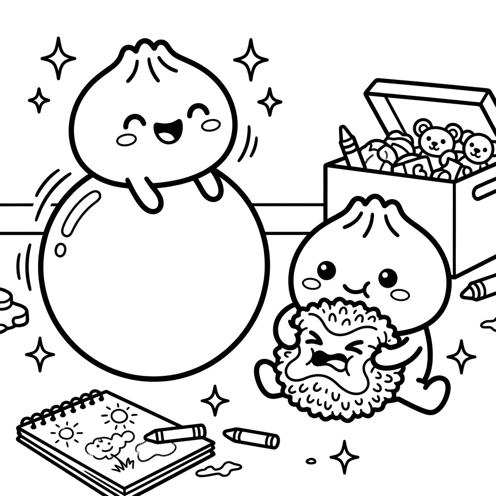 Dumplings And NeeDohs Coloring Page