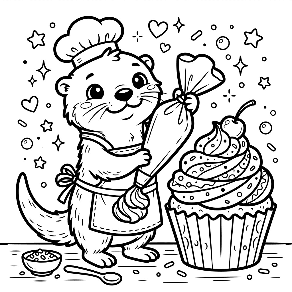Free Cute Cupcake Coloring Page
