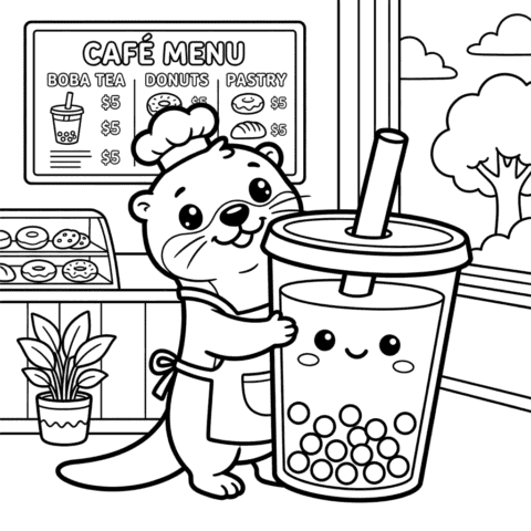 Free Kawaii Boba Tea Coloring Page Puffly The Otte