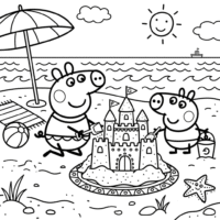 Free Peppa Pig Beach Coloring Page