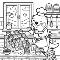 Kawaii Cake Pop Coloring Page Puffly The Otter
