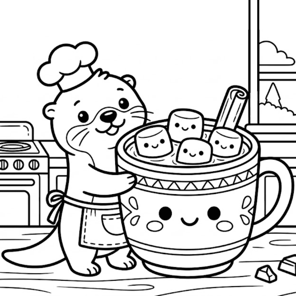 Kawaii Hot Chocolate Coloring Page