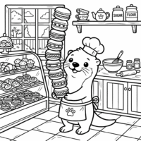 Kawaii Macaron Coloring Page puffly the otter