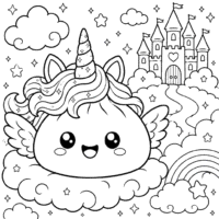Kawaii Unicorn Dumpling Coloring Page Magic Printables