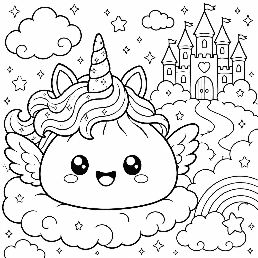 Kawaii Unicorn Dumpling Coloring Page Magic Printables